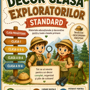 Pachet Decor Clasă Standard – Clasa Exploratorilor | Clasa Pregătitoare, Clasa I, Clasa a II-a, Clasa a III-a și Clasa a IV-a