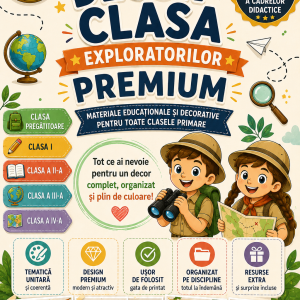 Pachet Decor Clasă Premium– Clasa Exploratorilor| Clasa Pregătitoare, Clasa I, Clasa a II-a, Clasa a III-a și Clasa a IV-a